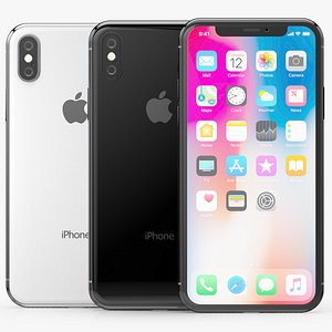 3D apple iphone x silver model