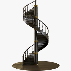3D Antique Spiral Staircase Brown - PBR model