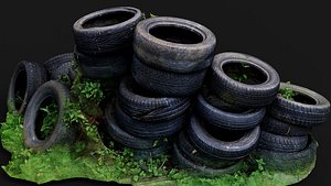 tires street abandoned barricade pt1 PBR photogrammetry 3D model