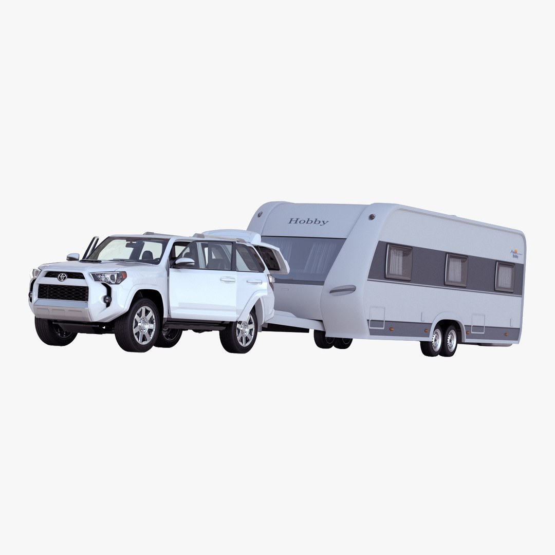 Toyota 4Runner and Hobby Caravan Prestige Rigged 3D Model 3D model preview