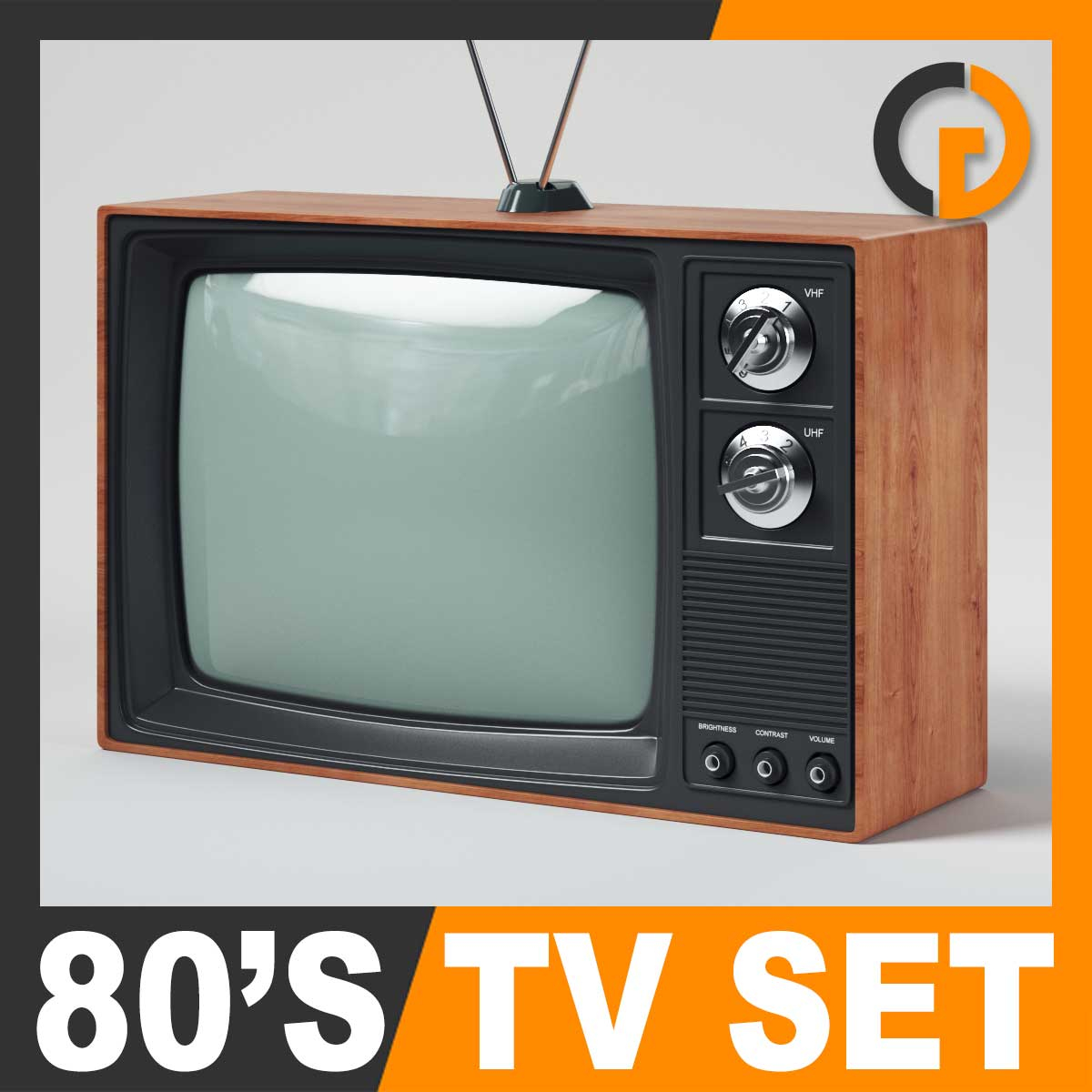 retro style 80 television set 3d model