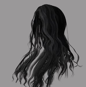 female hairstyle long hair 3D