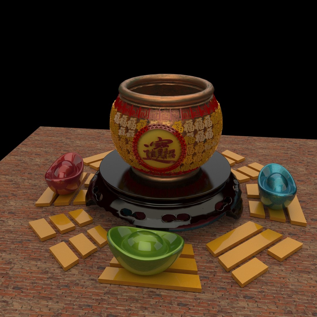 Chinese Treasure Pot 3D Model - TurboSquid 2145462