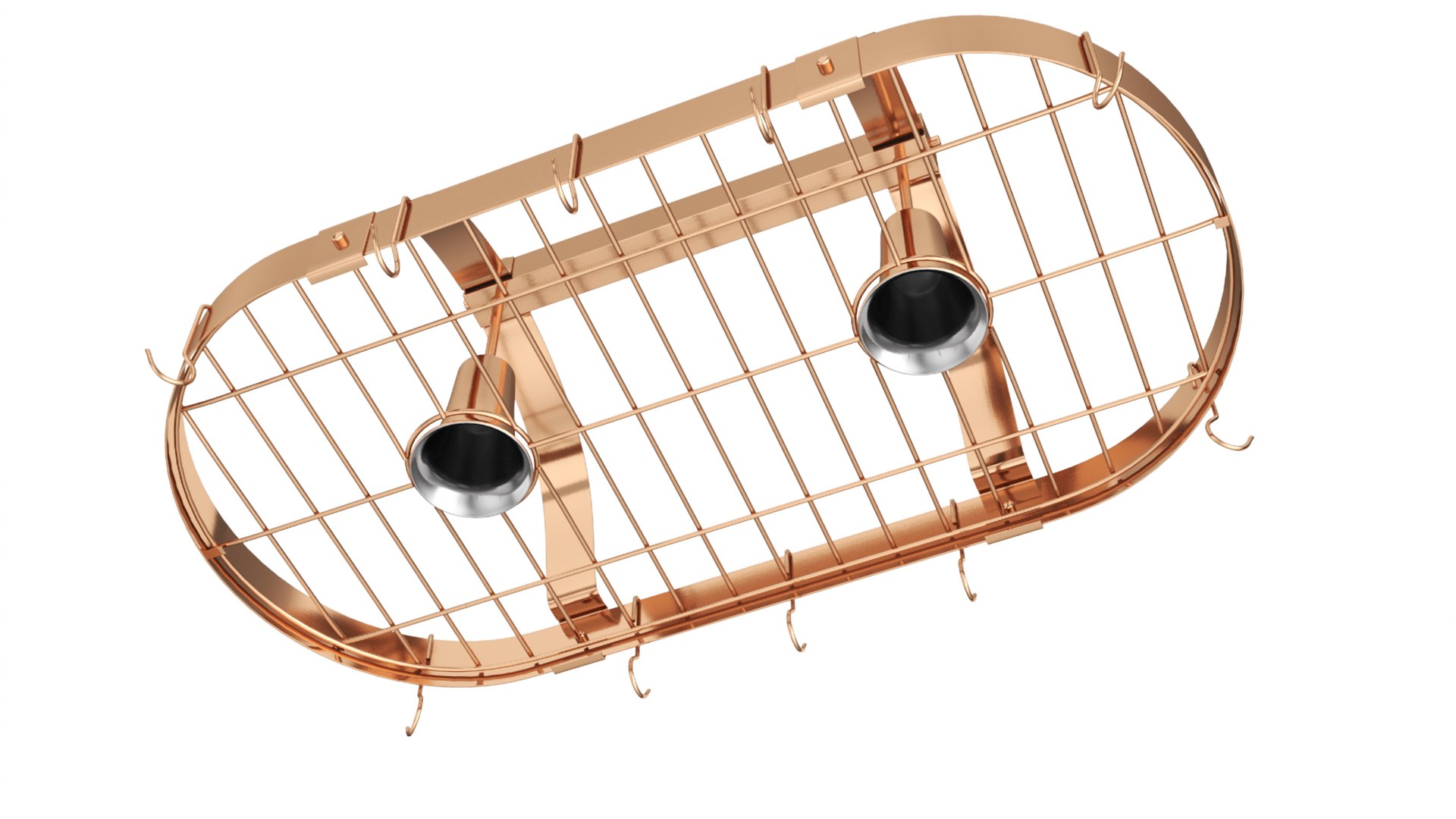 Ceiling Pot Rack Organizer with Hooks Copper model - TurboSquid 2158211