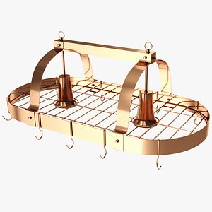 Ceiling Pot Rack Organizer with Hooks Copper model