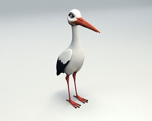 3D cartoon stork model