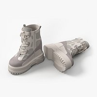 AOGULA Lace-Up Platform Ankle Boots Beige