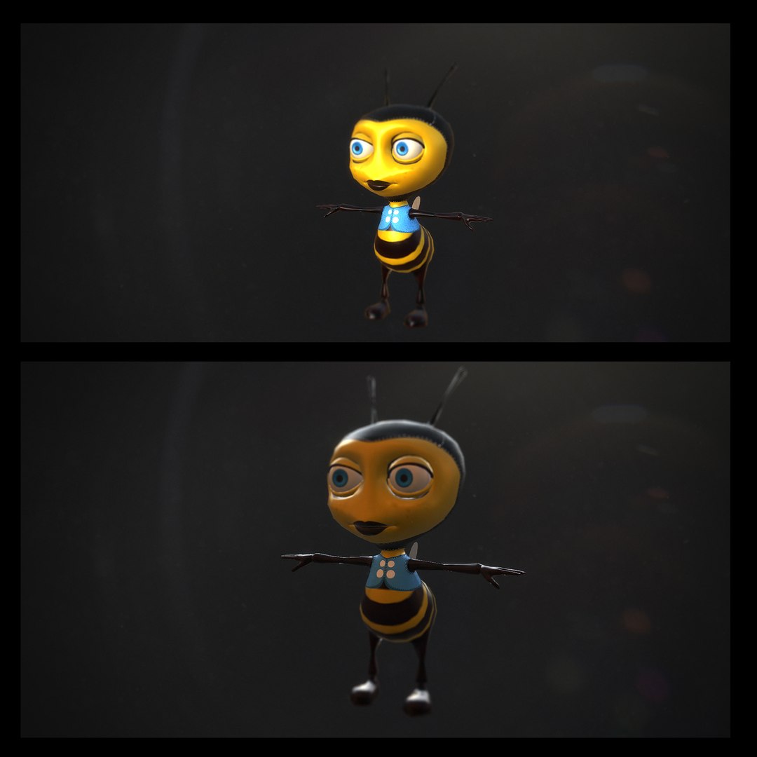 Cute Cartoon Bee Rigged 3d Model