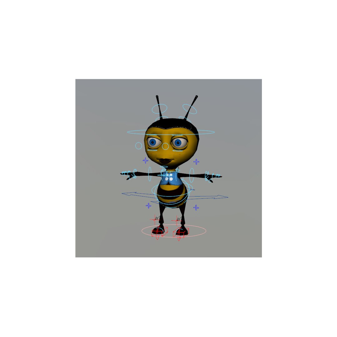 Cute Cartoon Bee Rigged 3d Model