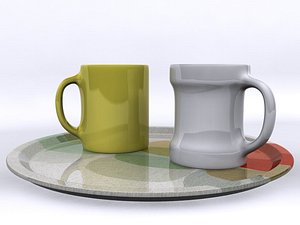 Coffee Mugs & Plate