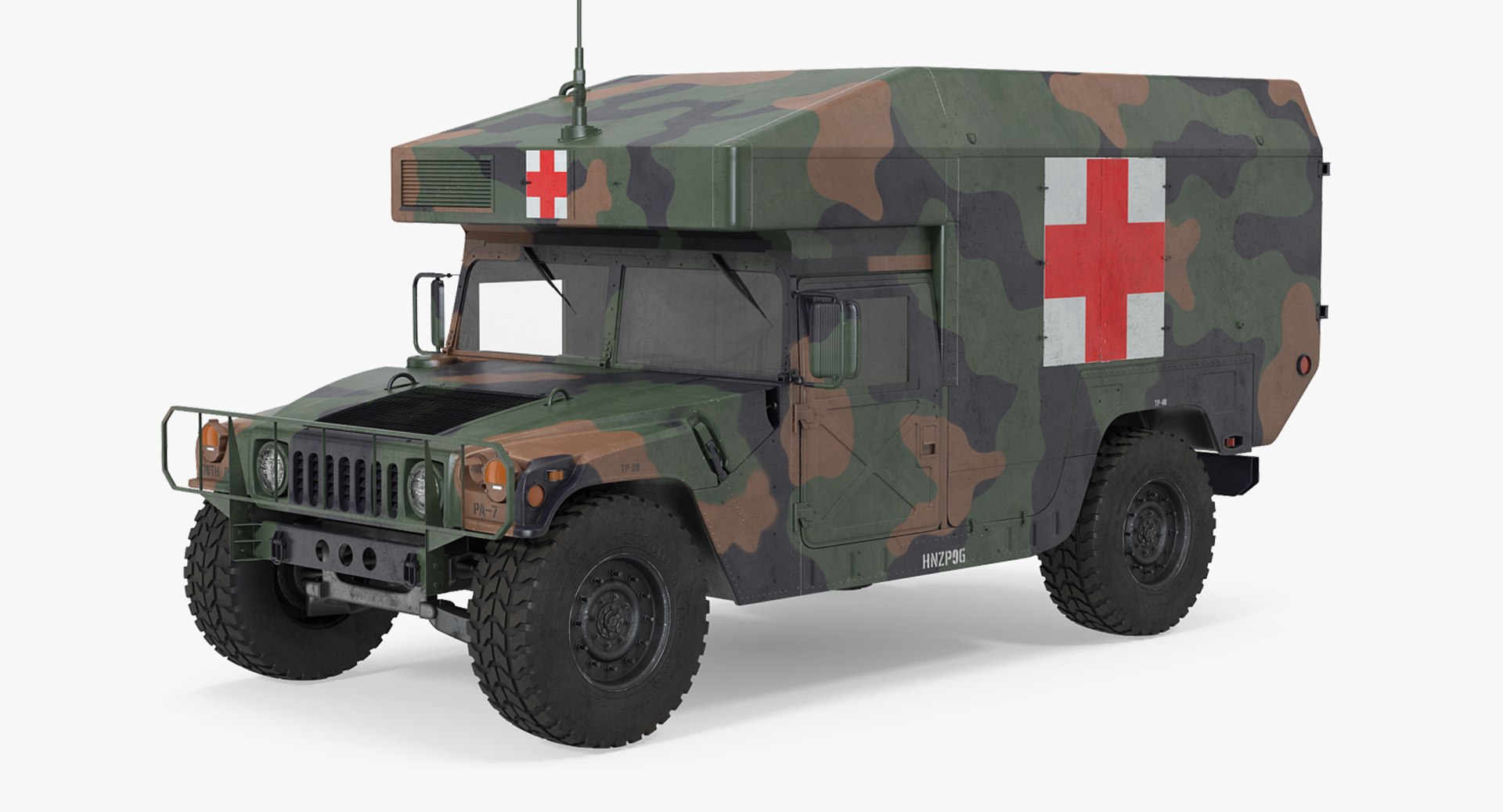 Ambulance Military Car HMMWV m997 Camo 3D model preview