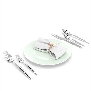 3D silverware diningware set cutlery