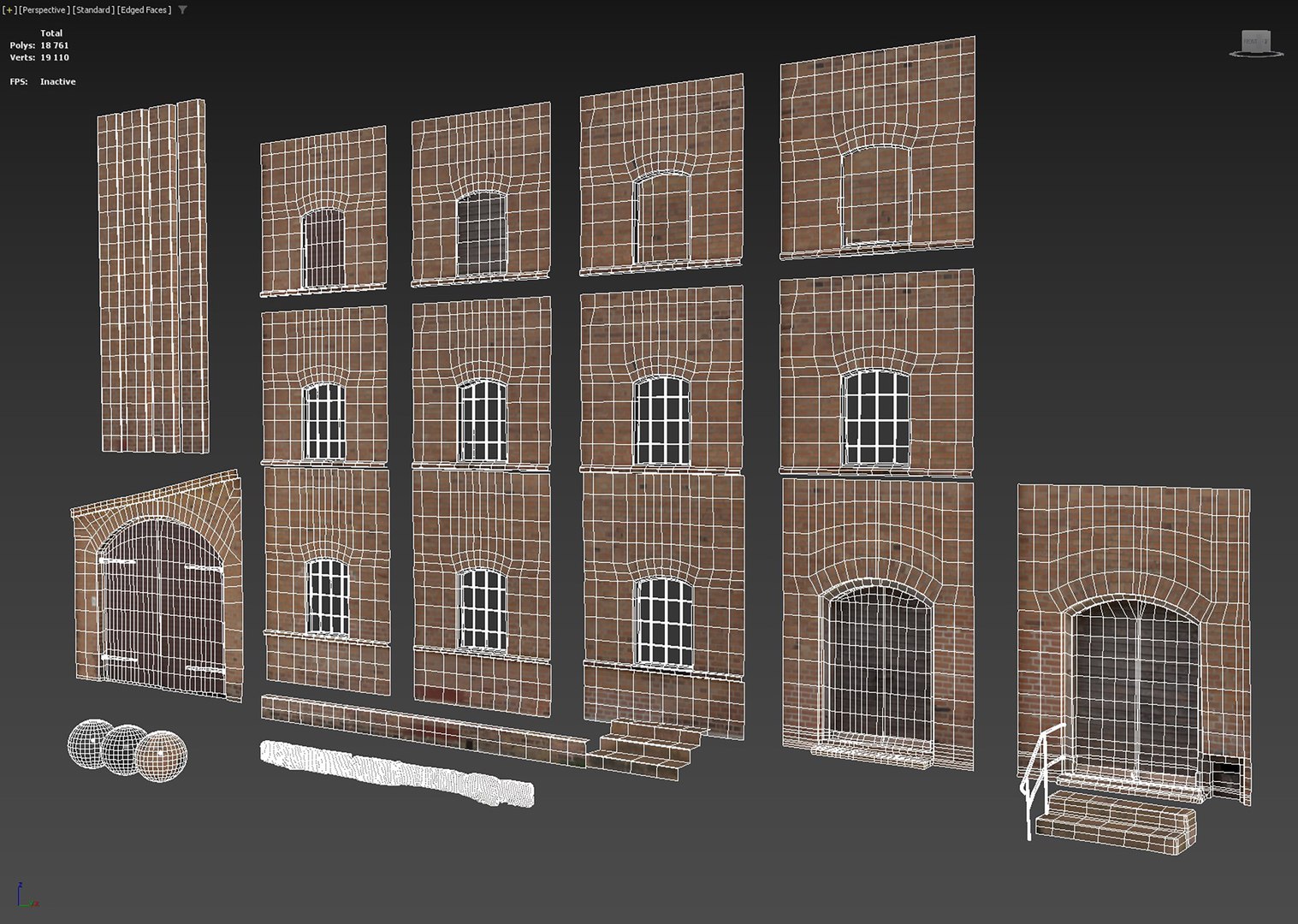 Facade Old Stone Building 001 Kit Collection 3D Model - TurboSquid 2068162