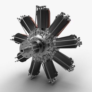 3D clerget 9b rotary aircraft engine