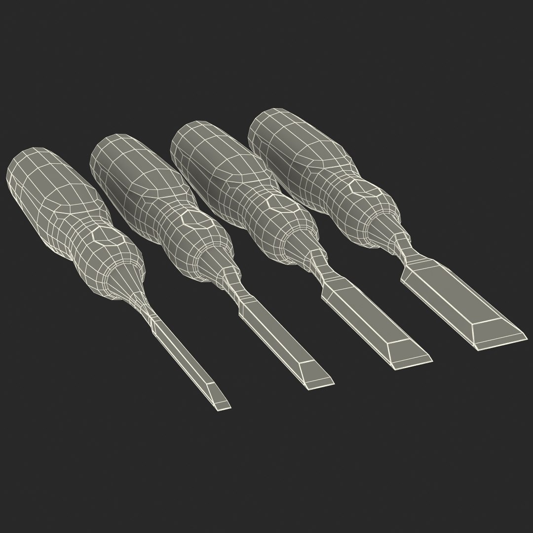 Wood Chisel Set 4 3d 3ds
