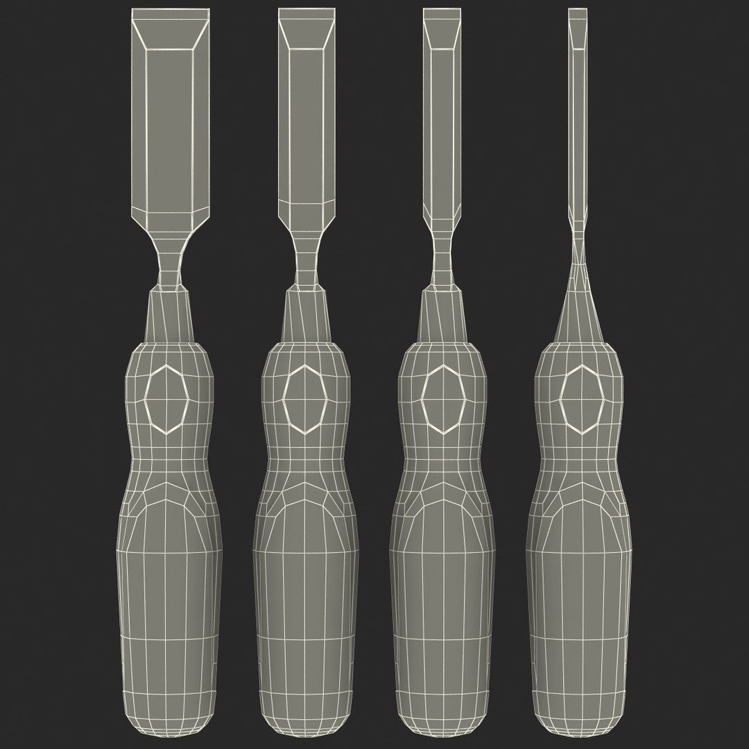 Wood Chisel Set 4 3d 3ds