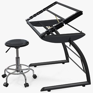Triflex Height Adjustable Tiltable Glass Drawing Table Set