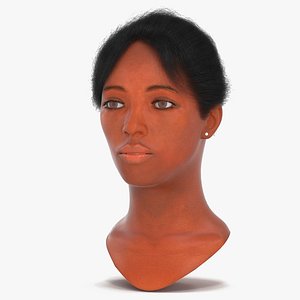Black Woman Head Fur 3D model