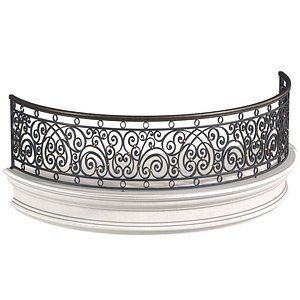 Classic Round balcony Forged Fence 3D