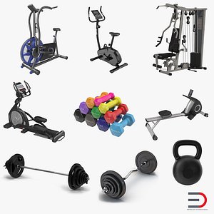 gym dumbbell weights elliptical 3d max