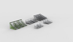 3D metal bleachers set 3D model model