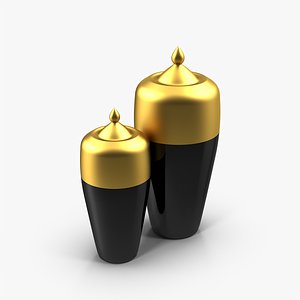 3d vases black gold model