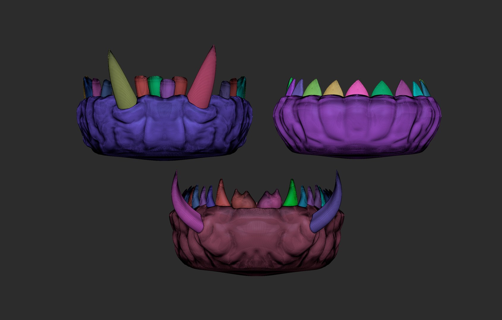 30 Low Poly And Mid Poly Monster Creature Teeth Jaws IMM Brush Model ...