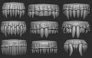 30 Low poly and mid poly monster creature teeth jaws IMM brush
