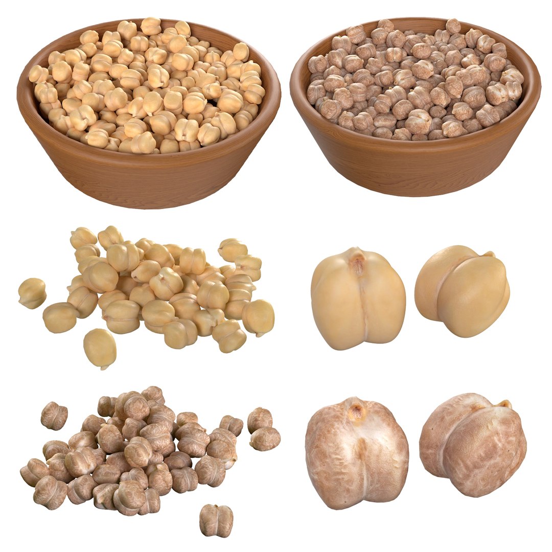 3D Chickpea And Garbanzo Beans Collection Model - TurboSquid 2408007