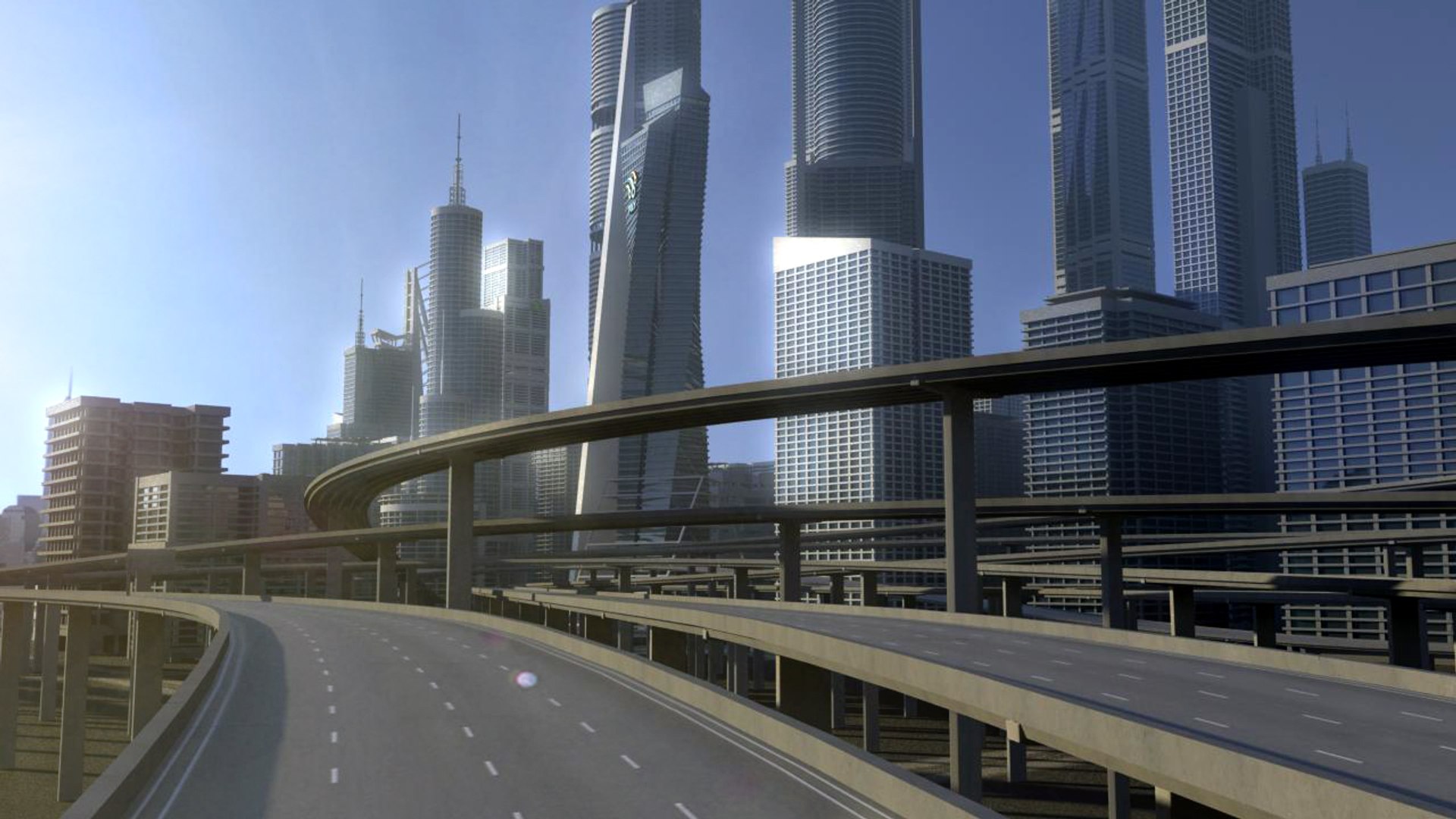 3D Freeway City Environment Model - TurboSquid 1339750