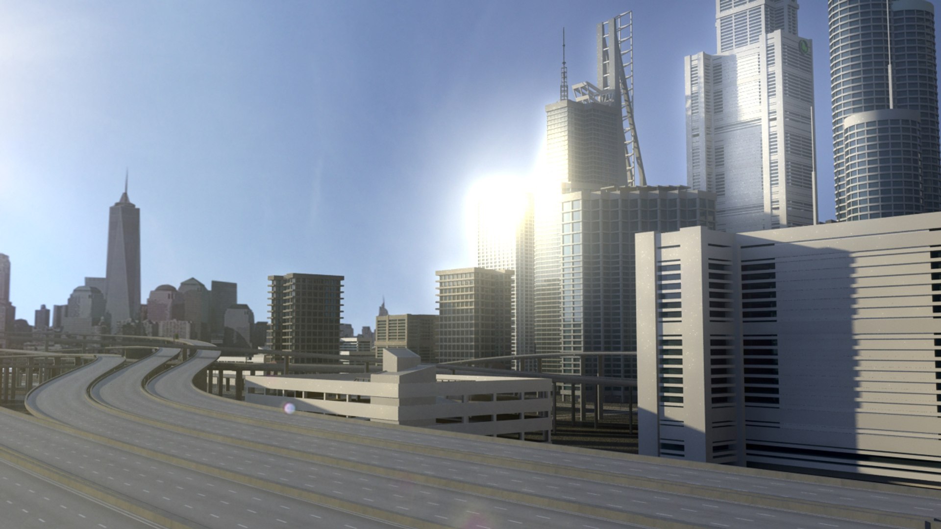 3D Freeway City Environment Model - TurboSquid 1339750