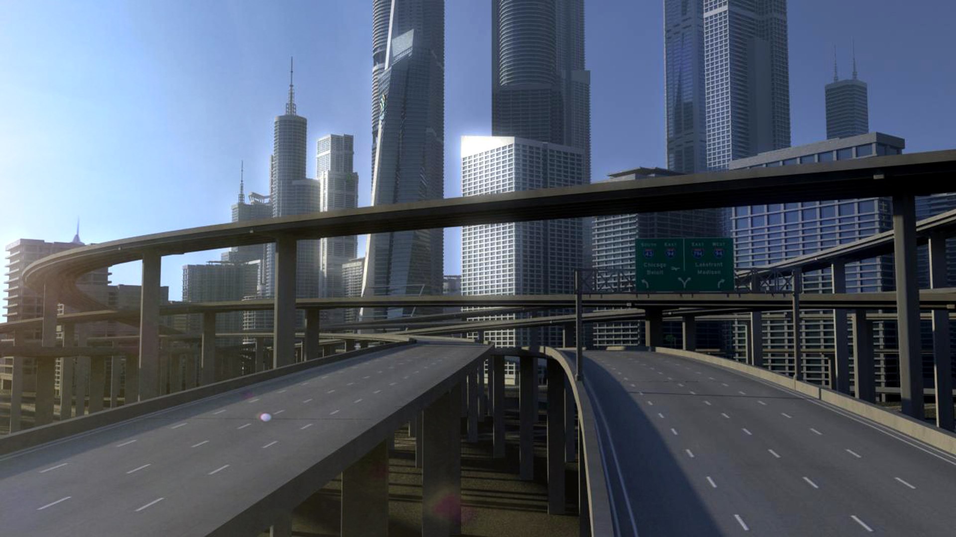 3D Freeway City Environment Model - TurboSquid 1339750