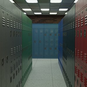 School Lockers Two Styles in Six Colors 3D model