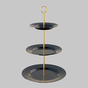 Round cake stand black 3D model