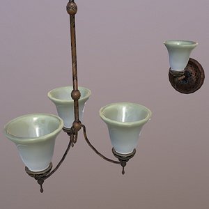 Chandelier and wall lamp 3D model
