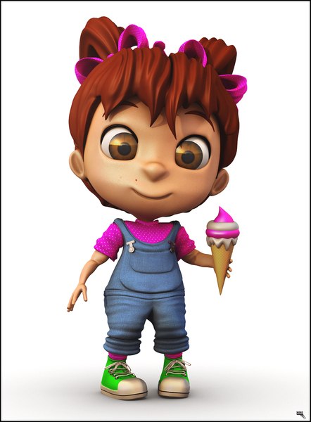 girl cartoon toon 3D model