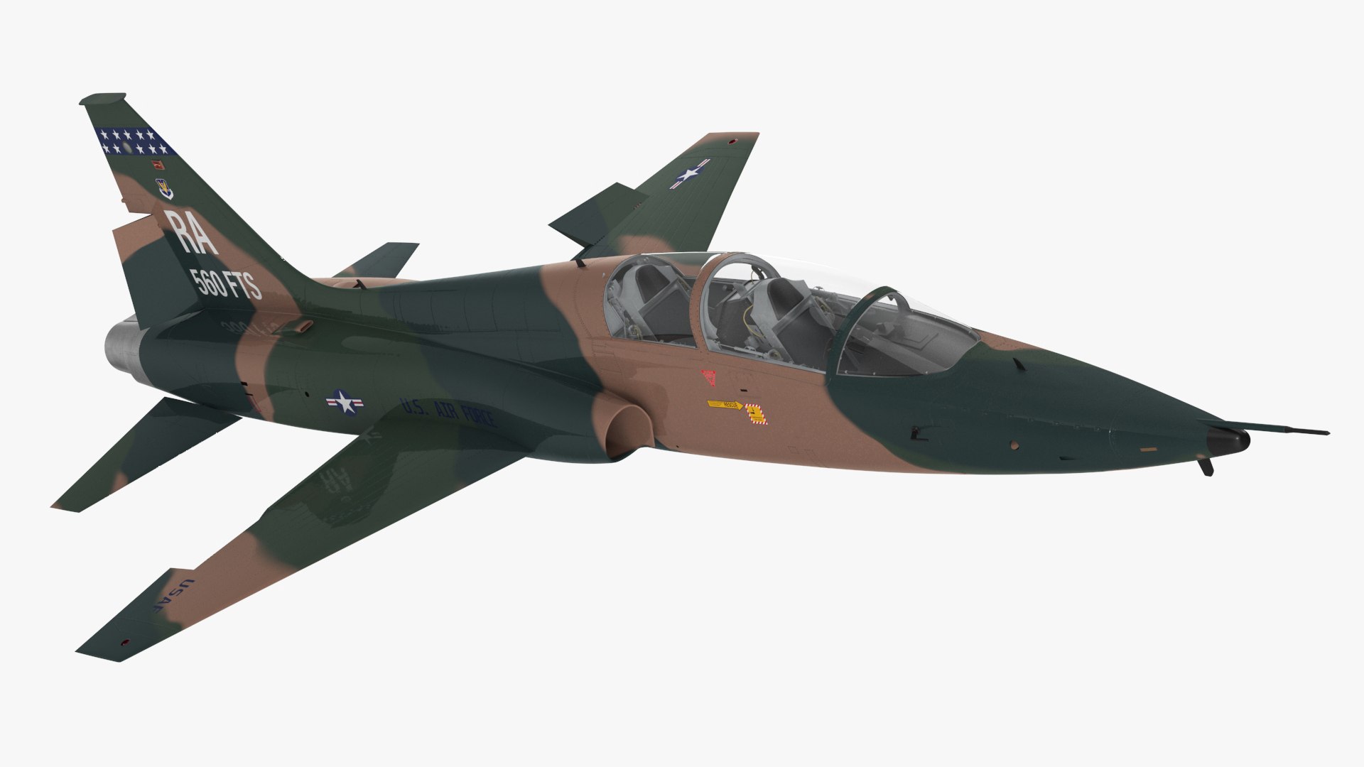 Trainer Jet Military T-38 Talon Camo Rigged 3D model preview