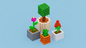 3D Isometric 3d Plant Set