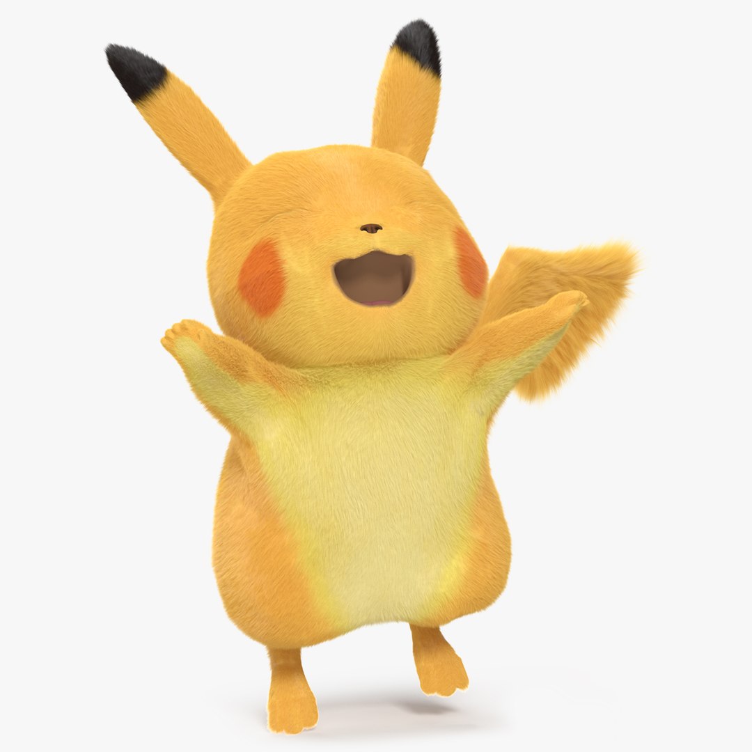 3D Happy Pikachu Character Fur model - TurboSquid 2082854