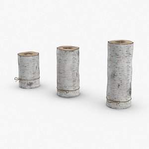 Birch Tree Candle Holder (Version with Ribbon Wrapped) - With Twine Unlit