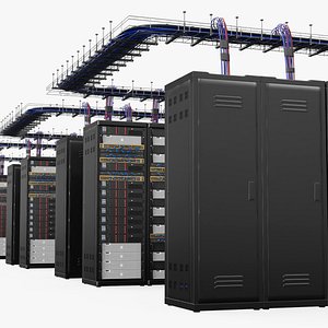 Module Server Cabinet Array with Cable Trays