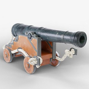 realistic naval cannon 3d model