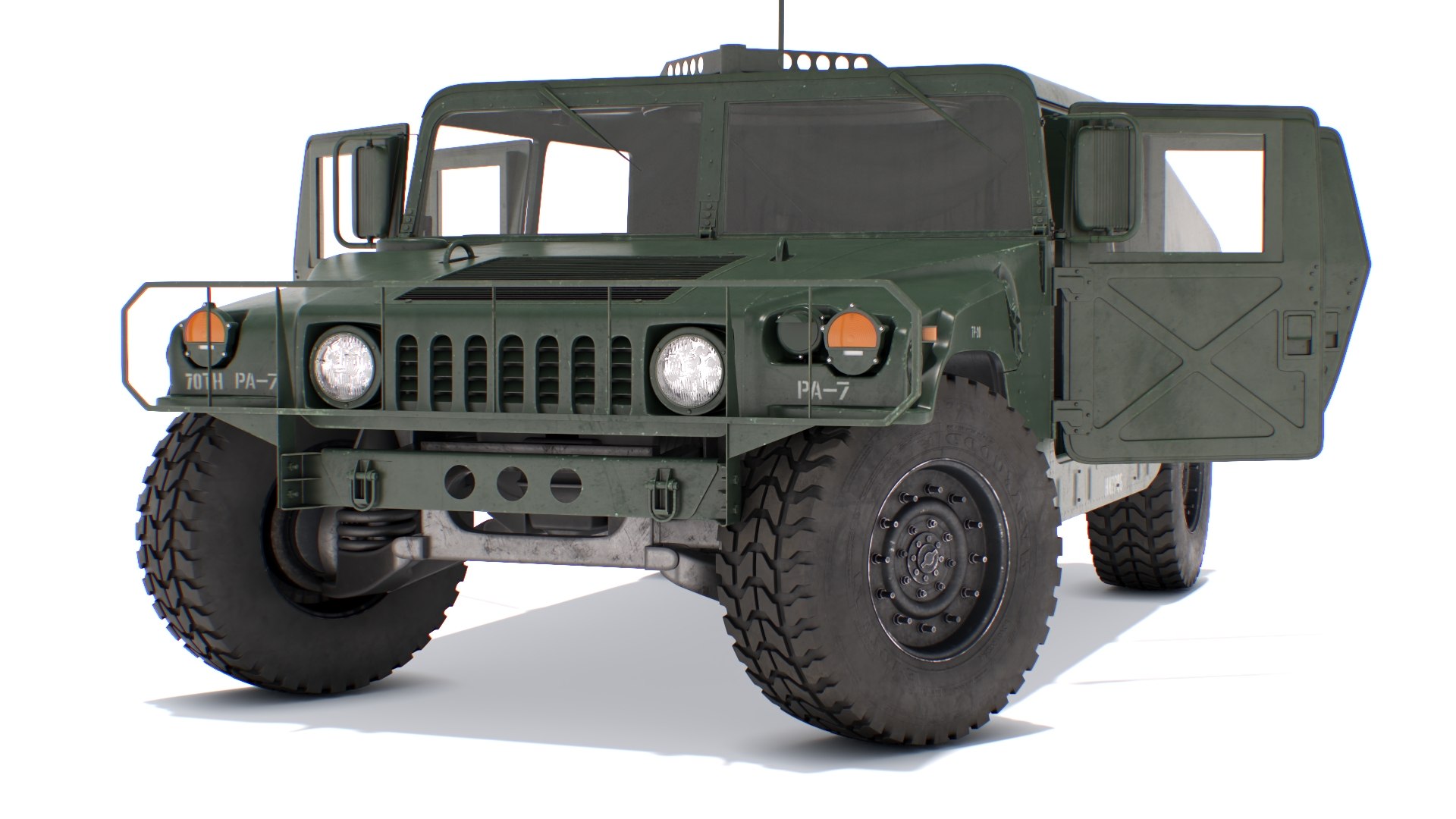 Military Humvee Rigged 3D model preview