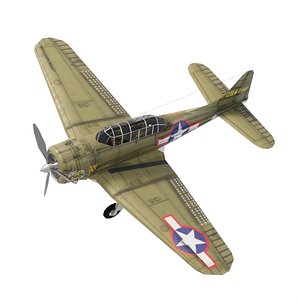 3D Douglas SBD Dauntless lowpoly WW2 bomber