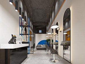 3D model Industrial Loft Barber Shop