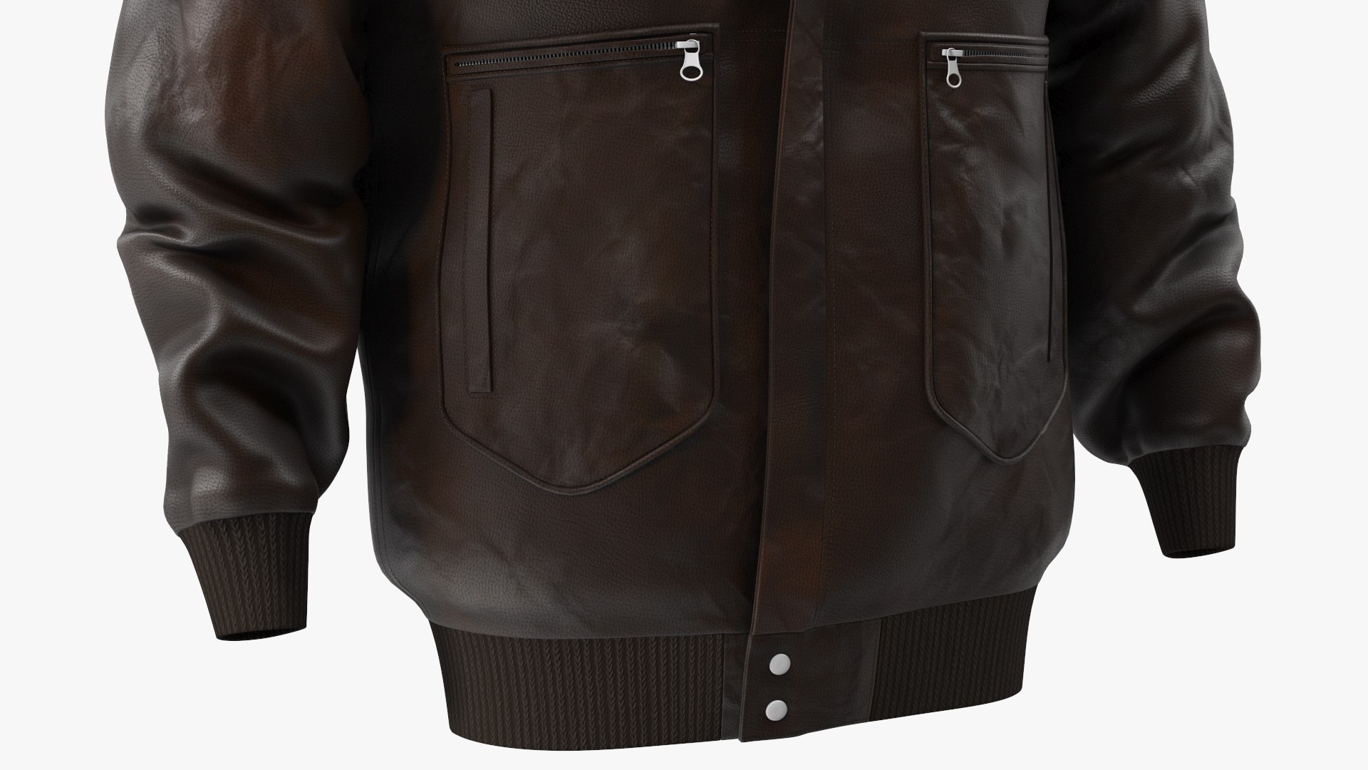 3D Brown Leather Bomber Jacket Fur model - TurboSquid 2086163