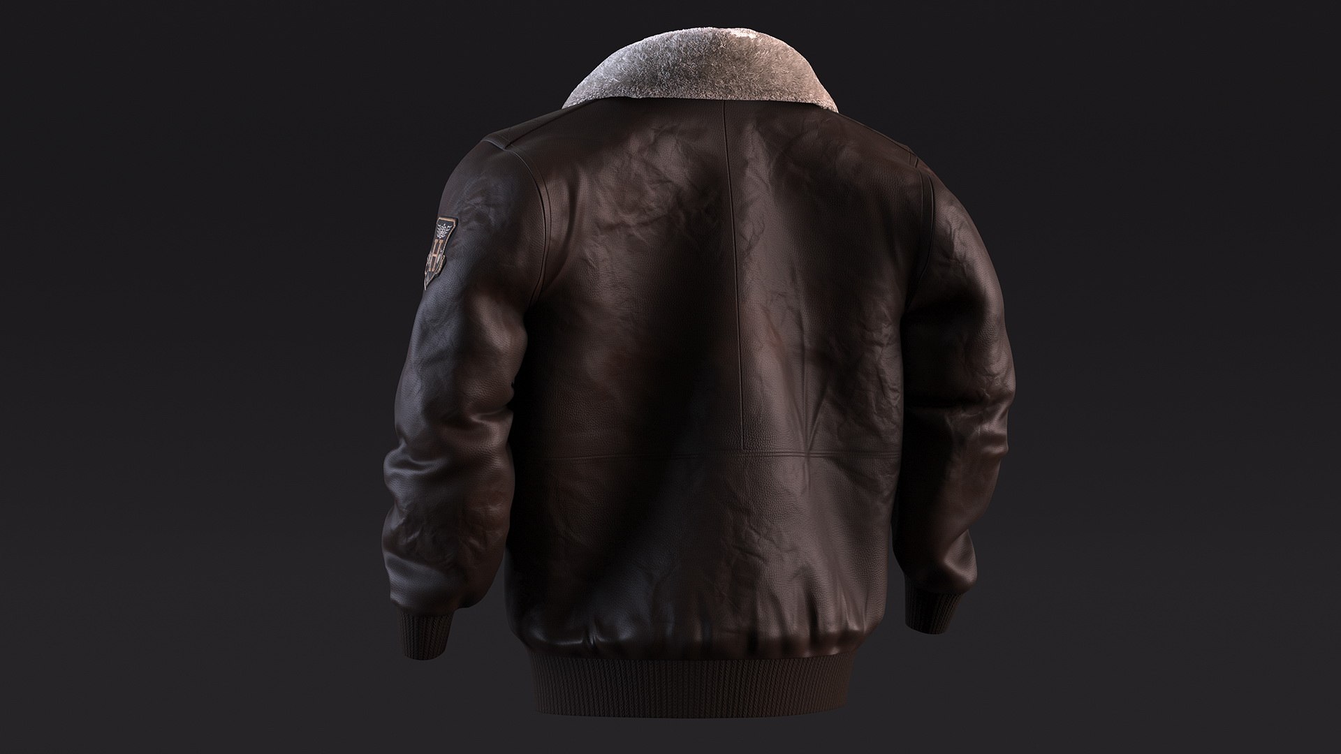 3D Brown Leather Bomber Jacket Fur model - TurboSquid 2086163