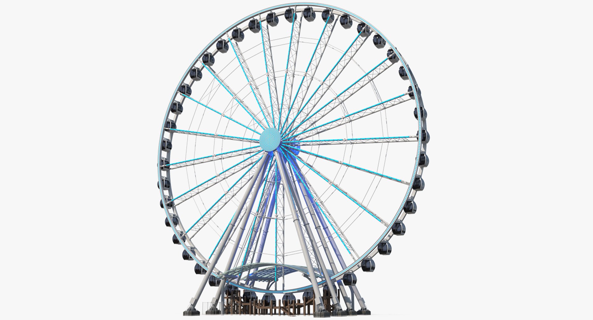 Seattle Great Ferris Wheel at Night 3D model preview
