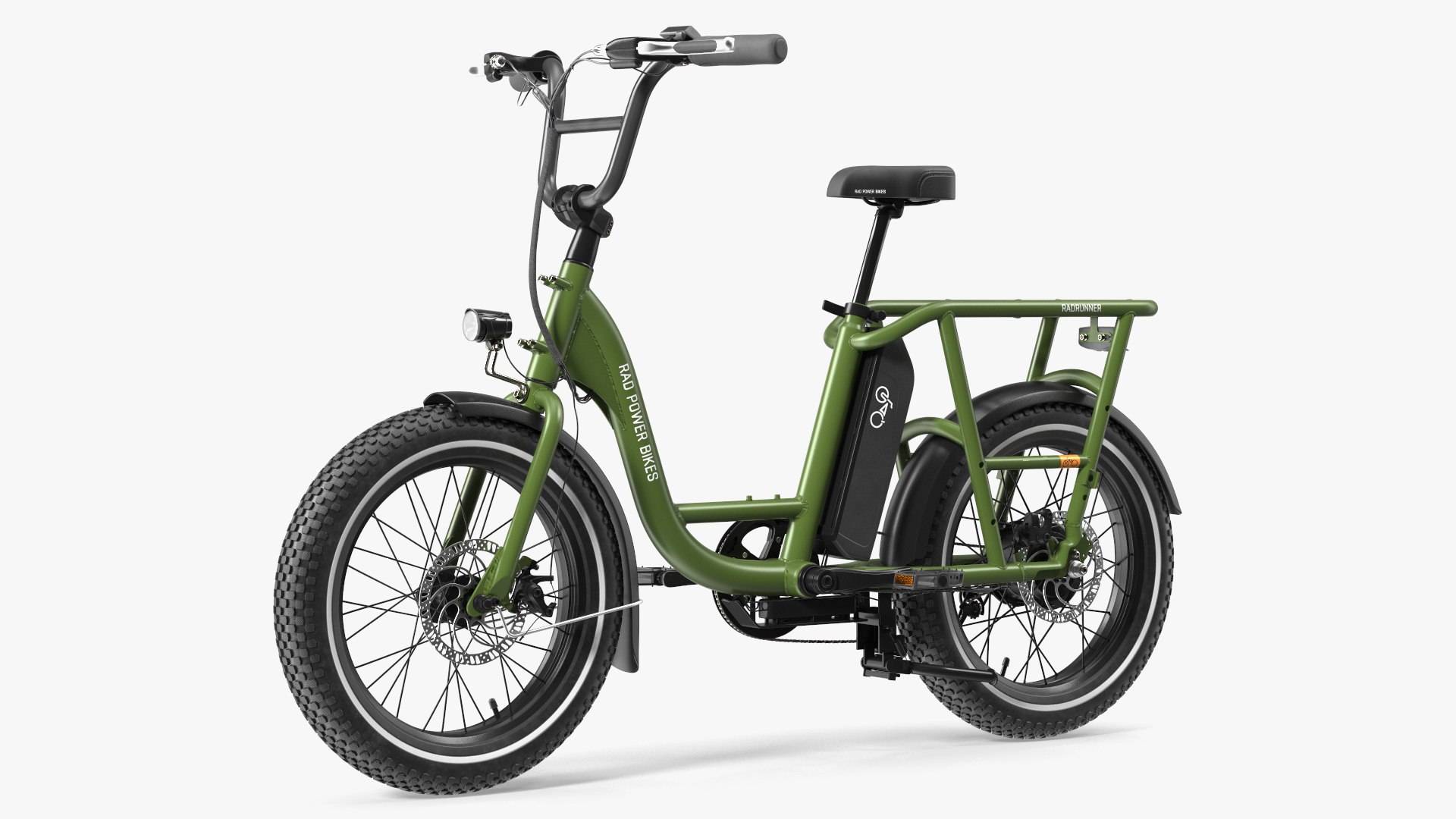 Two-Wheel Electric RadRunner Bike Green Rigged for Maya 3D model preview