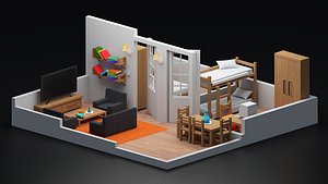 3D Isometric Modular Room 02 model